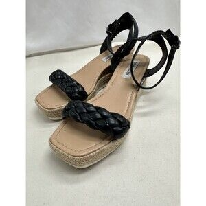 Steve Madden  Espadrilles platform wedge braided sandal black size 9 M